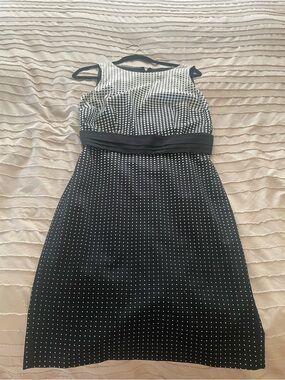 Ann Taylor Black and White Polka Dot Midi Dress